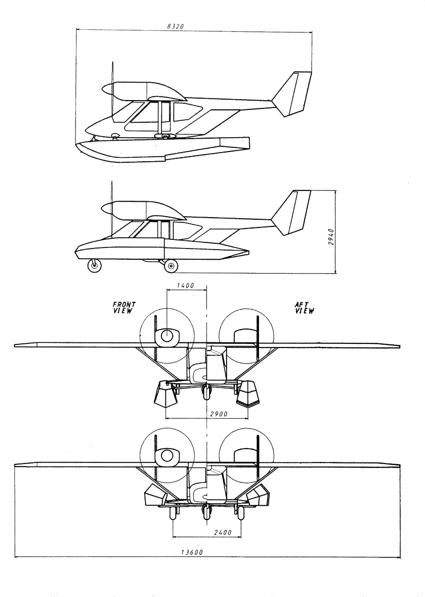 Лёгкий самолёт-амфибия Аккорд-201 - установка поплавков