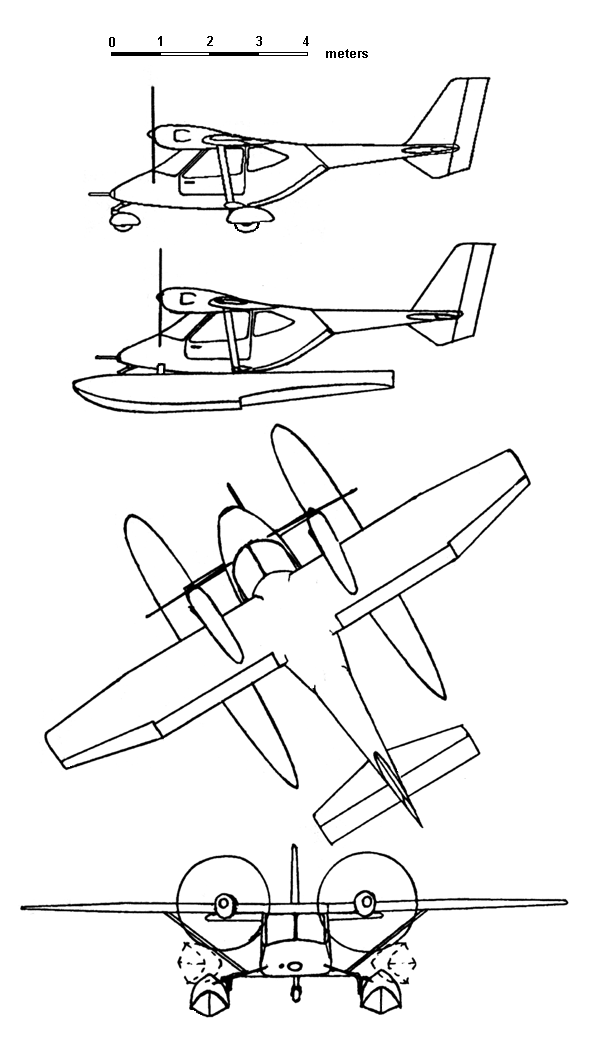 Лёгкий самолёт-амфибия Аккорд-Прототип - чертёж общего вида